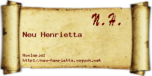 Neu Henrietta névjegykártya